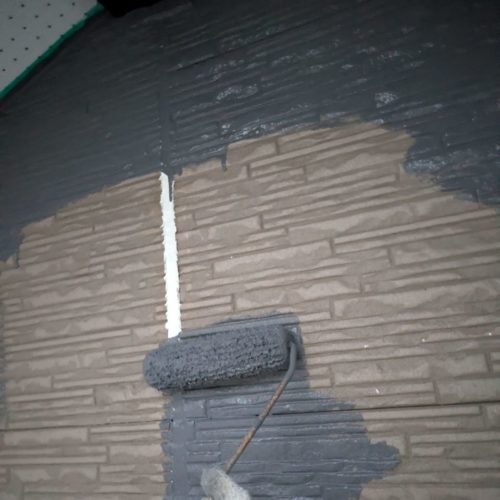 新発田市　外壁塗装　屋根塗装　中塗り